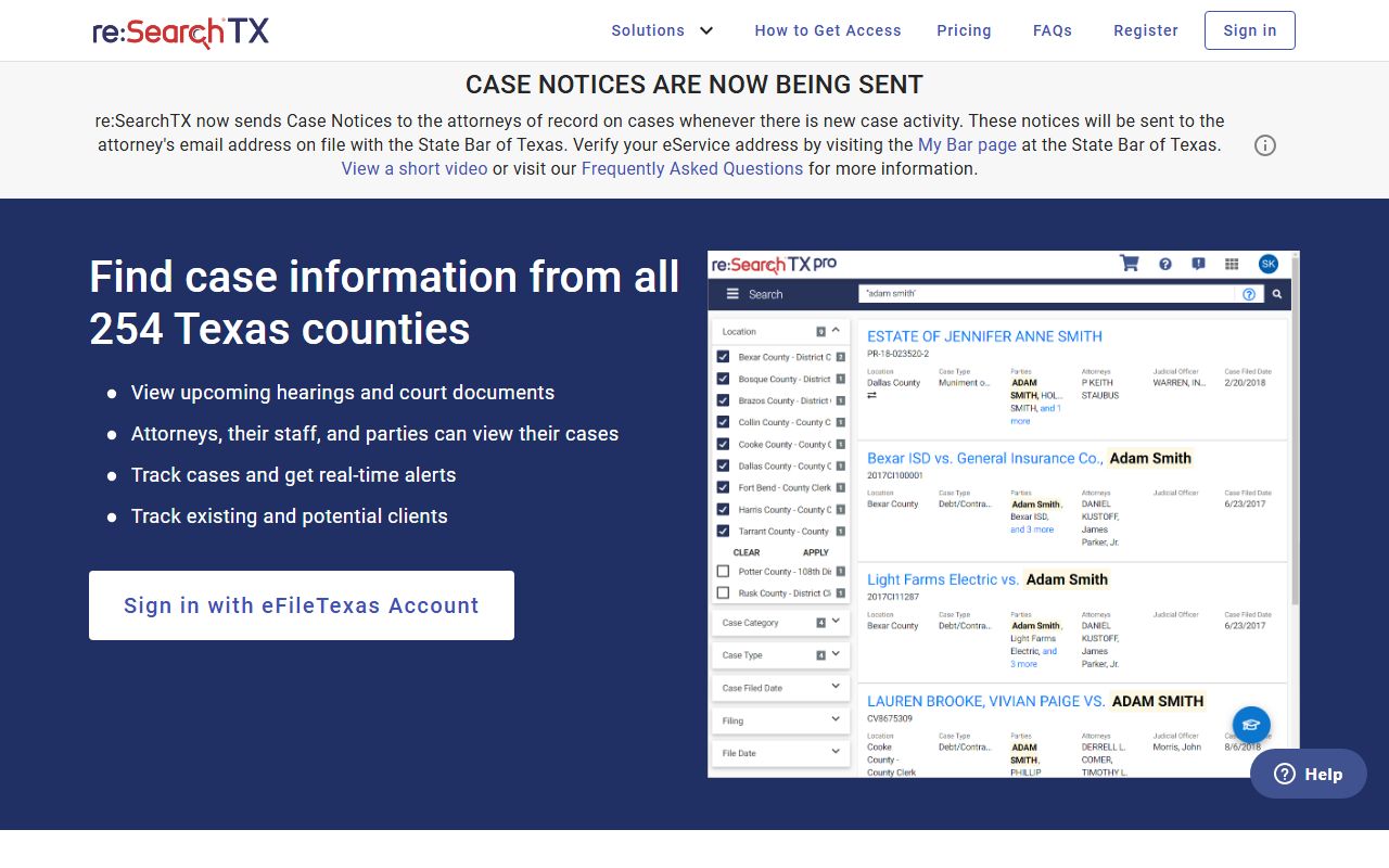 Camp County court records after arrest search through re:SearchTX