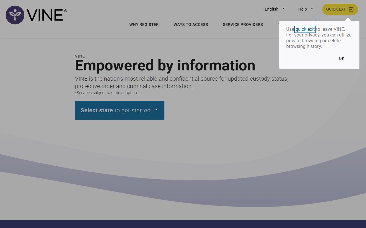 Camp County inmate search through the Texas VINELink custody-status entry point